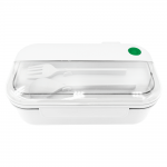 Герметичный контейнер для еды (ланч бокс) BON VOYAGE, пластиковый, белый с зеленым элементом, 1100 мл.