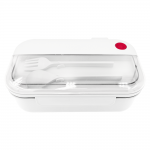 Герметичный контейнер для еды (ланч бокс) BON VOYAGE, пластиковый, белый с красным элементом, 1100 мл.