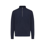 Свитшот на молнии Iqoniq Elgon из переработанного хлопка, 300 г/м² темно-синий; 