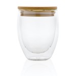 Стакан из боросиликатного стекла с двойными стенками и бамбуковой крышкой, 250 мл