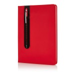 Блокнот для записей Deluxe формата A5 и ручка-стилус красный; 