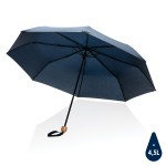 Компактный зонт Impact из RPET AWARE™ с бамбуковой ручкой, d96 см  темно-синий; 