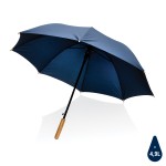 Автоматический зонт-трость с бамбуковой ручкой Impact из RPET AWARE™, d103 см  темно-синий; 