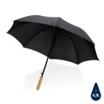 Автоматический зонт-трость с бамбуковой ручкой Impact из RPET AWARE™, d103 см  черный; 