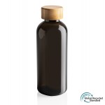 Бутылка для воды из rPET (стандарт GRS) с крышкой из бамбука FSC® черный; 