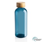 Бутылка для воды из rPET (стандарт GRS) с крышкой из бамбука FSC® синий; 