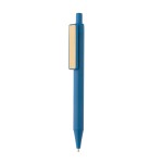 Ручка из переработанного ABS-пластика GRS с бамбуковым клипом синий; 