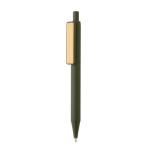 Ручка из переработанного ABS-пластика GRS с бамбуковым клипом зеленый; 