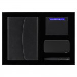 Набор подарочный Solution Prestige Quadro ( ежедневник в суперобложке, кошелек, аккумулятор «Universal», ручка), черный