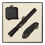 Набор подарочный Solution Superior Trio (Фонарь телескопический Tools Flashlight, рулетка Tools Master, 3 метра, нож складной многофункциональный Tools Driver, 7 в 1) черный