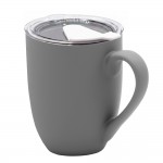 Кружка с крышкой Velvet Duo, софт-тач, тёмно-серая/белая