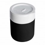 Кружка кермическая Silvia с силиконовой манжетой, белая-чёрная