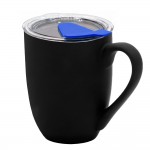 Кружка с крышкой Velvet Duo, софт-тач, чёрная/синяя