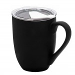 Кружка с крышкой Velvet Duo, софт-тач, чёрная/белая