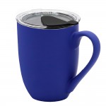 Кружка с крышкой Velvet Duo, софт-тач, тёмно-синяя/чёрная