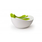 САЛАТНИЦА С ЛОЖКАМИ SPARROW, белая/зеленая