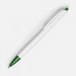 Ручка шариковая Tick, белая с зеленым