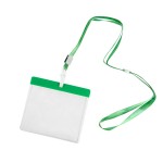 Ланъярд с держателем для бейджа MAES, белый, 11,2х0,5 см, полиэстер, пластик, тампопечать, шелкограф Зеленый