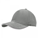 Кепка 5- панельная Salerno Heavy 350,  c белым сендвичем, серая