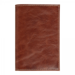 Обложка для паспорта Leather Sky Matt Trend из натуральной кожи, коричневая с белой прострочкой