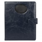 Папка-органайзер на кнопке с поворотным калькулятором и блокнотом, синяя