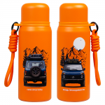 Термос вакуумный стальной La Vie Print Sample Lada с ремувкой  двухстеночный 500 мл матовый в подарочной упаковке, оранжевый