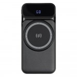 Внешний аккумулятор (powerbank) «Nova», 10 000 mAH, с тремя зарядными шнурами, c беспроводным магнитным контактом magsafe до 15W, 22,5W (Ватт) super fast charge, Power Delivery (PD) 20W (dfnn), QC3.0, черный