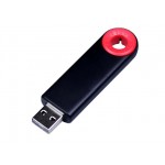 USB 2.0- флешка промо на 64 Гб прямоугольной формы, выдвижной механизм черный/красный