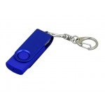 USB 2.0- флешка промо на 32 Гб с поворотным механизмом и однотонным металлическим клипом синий
