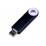 USB 2.0- флешка промо на 64 Гб прямоугольной формы, выдвижной механизм черный/белый