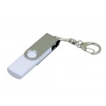 USB 2.0- флешка на 16 Гб с поворотным механизмом и дополнительным разъемом Micro USB белый/серебристый