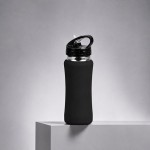 Бутылка спортивная из стали «Коста-Рика», 600 мл черный/серебристый