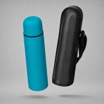 Термос «Ямал Soft Touch» с чехлом бирюзовый