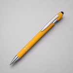 Ручка-стилус металлическая шариковая «Sway» soft-touch желтый/серебристый