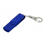 USB 2.0- флешка на 64 Гб с поворотным механизмом и дополнительным разъемом Micro USB синий