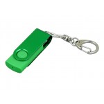 USB 2.0- флешка промо на 32 Гб с поворотным механизмом и однотонным металлическим клипом зеленый