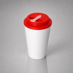 Пластиковый стакан с двойными стенками «Take away» белый/красный