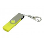 USB 2.0- флешка на 64 Гб с поворотным механизмом и дополнительным разъемом Micro USB желтый/серебристый