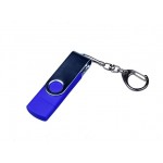 USB 2.0/micro USB/Type-C- флешка на 64 Гб c поворотным механизмом синий