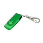 USB 2.0- флешка промо на 4 Гб с поворотным механизмом и однотонным металлическим клипом зеленый