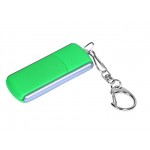USB 2.0- флешка промо на 4 Гб с прямоугольной формы с выдвижным механизмом зеленый/серебристый