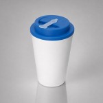 Пластиковый стакан с двойными стенками «Take away» белый/голубой