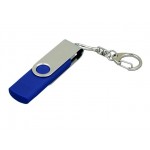 USB 2.0- флешка на 64 Гб с поворотным механизмом и дополнительным разъемом Micro USB синий/серебристый