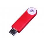 USB 2.0- флешка промо на 64 Гб прямоугольной формы, выдвижной механизм красный/белый