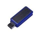 USB 2.0- флешка промо на 64 Гб прямоугольной формы, выдвижной механизм синий