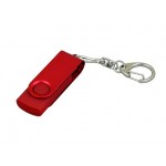USB 2.0- флешка промо на 4 Гб с поворотным механизмом и однотонным металлическим клипом красный