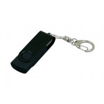 USB 2.0- флешка промо на 4 Гб с поворотным механизмом и однотонным металлическим клипом черный