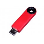 USB 2.0- флешка промо на 64 Гб прямоугольной формы, выдвижной механизм красный/черный