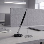 Ручка пластиковая шариковая на подставке «Холд» черный/серебристый