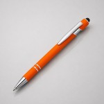 Ручка-стилус металлическая шариковая «Sway» soft-touch оранжевый/серебристый
